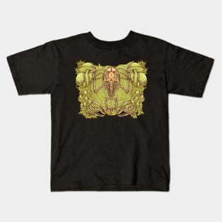 Frog skeleton between mushrooms Kids T-Shirt